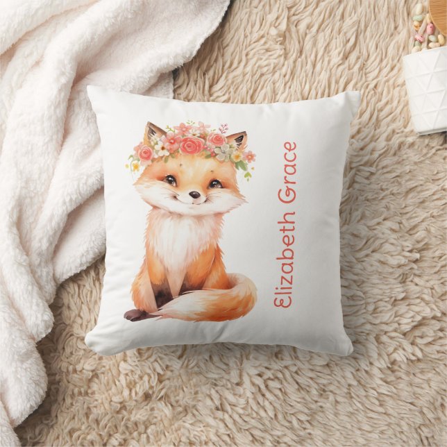 Baby Fox Pink Florals Kinderzimmer Kinderdusche Kissen (Decke)