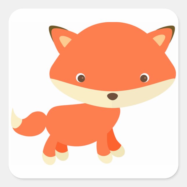 Baby Fox Quadratischer Aufkleber (Vorderseite)