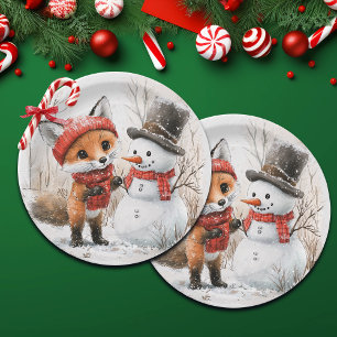 Baby Fox und Snowman Pappteller