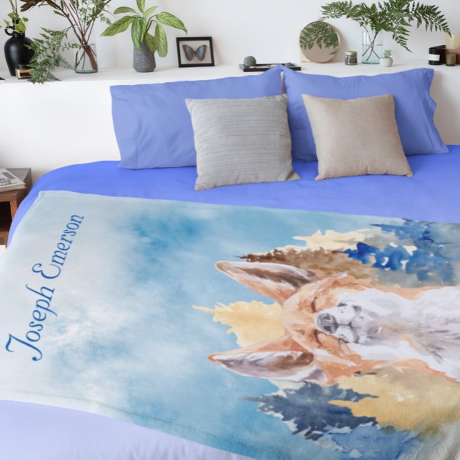 Baby Fox Watercolor Personalisiert Woodland Fleecedecke (Von Creator hochgeladen)