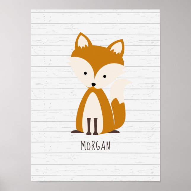 Baby Fox Wood Personalisierte Kinderzimmer Artwork Poster (Vorne)