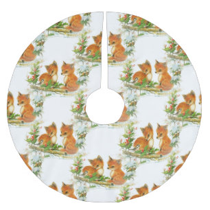 Baby Foxes Stechpalmen-Weihnachtsbaum-Rock Polyester Weihnachtsbaumdecke