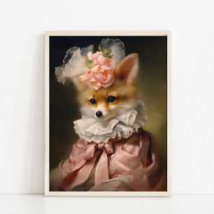 Baby-Fuchs Vintage-Porträt, viktorianisches Tierpo Poster