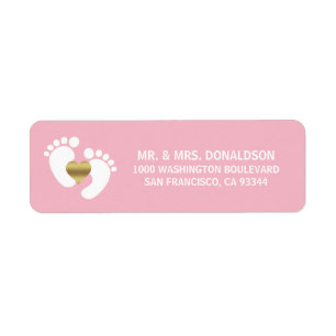 Baby-Fuß-weiße rosa Mädchen-Babyparty-Adresse