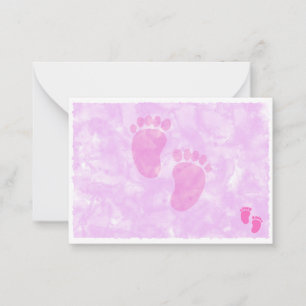 Baby Füße Mädchen Baby Shower Blank Rosa Mitteilungskarte