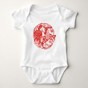 Baby geboren in Hahn-Jahr-Babybodysuit 2017 Baby Strampler