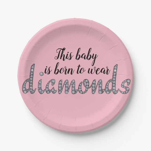 Baby Geboren zu tragen Diamonds Imitate Klingeldes Pappteller (Vorderseite)