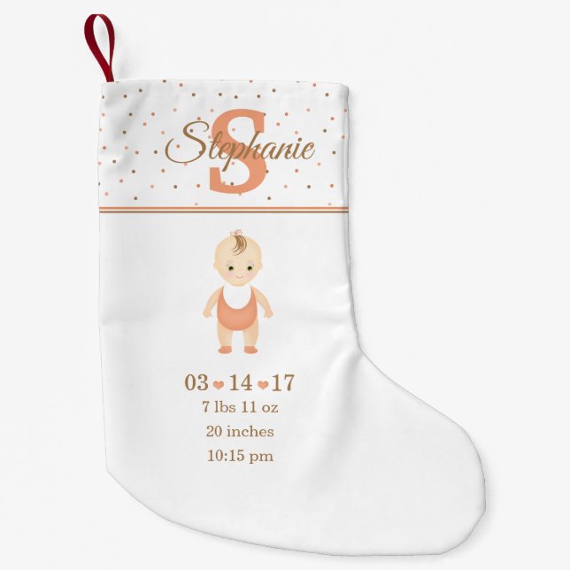 Baby-Geburts-Mitteilung Kleiner Weihnachtsstrumpf (Vorderseite)