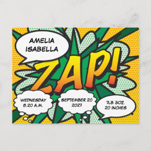 Baby-Geburtsstatistik-Comic-Book-Pop-Art-Andenken Postkarte