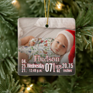 Baby-Geburtsstatistiken Geburtsurkunde Weihnachtsf Keramikornament
