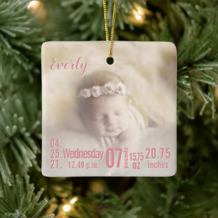 Baby-Geburtsstatistiken Geburtsurkunde Weihnachtsf Keramikornament