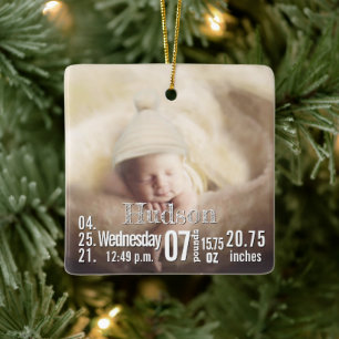 Baby-Geburtsstatistiken Geburtsurkunde Weihnachtsf Keramikornament
