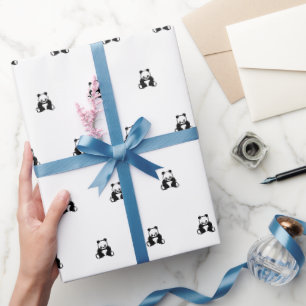 Baby-Geburtstag schwarzer Panda sauber einfach Geschenkpapier