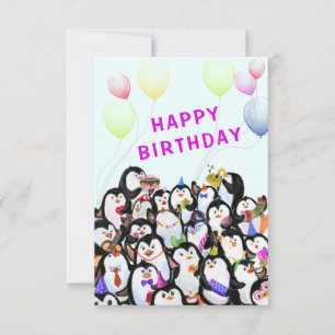 Baby-Geburtstagskarte Glückliche Party Pinguine Karte