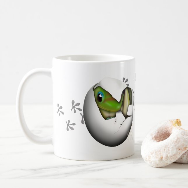 Baby Gecko in Egg  Kaffeetasse (Mit Donut)