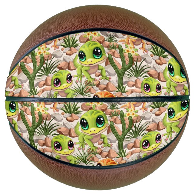 Baby Geckos Niedlich Cartoon Characters Basketball (Vorderseite)