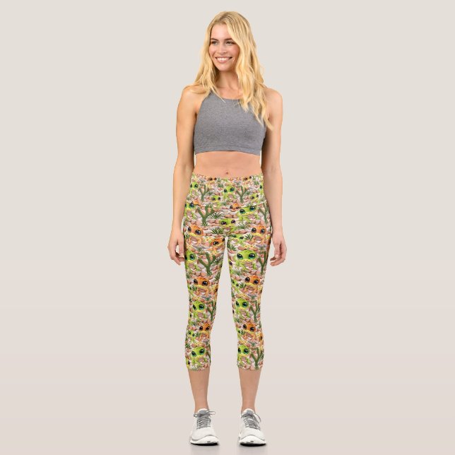 Baby Geckos Niedlich Cartoon Characters Capri Leggings (Vorderseite)