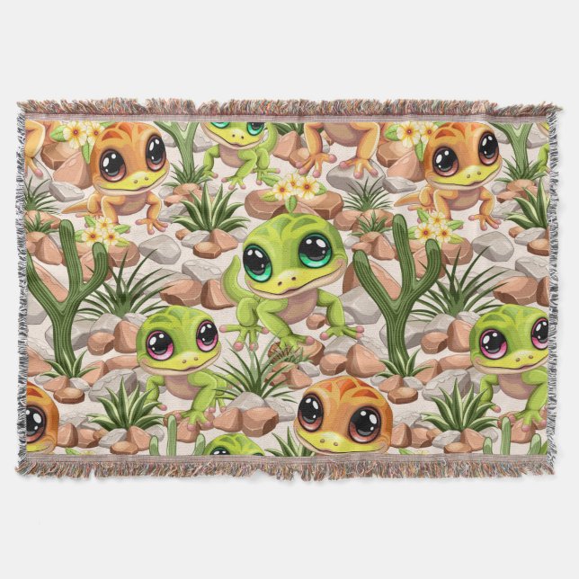Baby Geckos Niedlich Cartoon Characters Decke (Vorderseite)