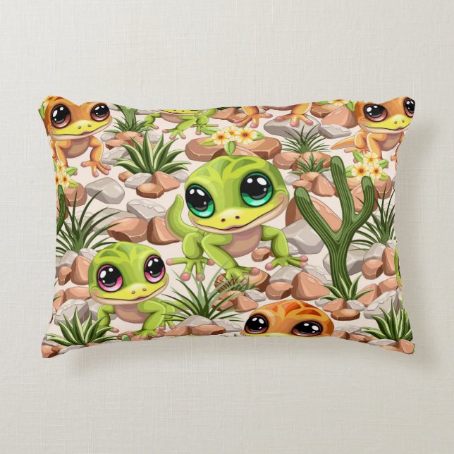 Baby Geckos Niedlich Cartoon Characters Dekokissen (Vorderseite)