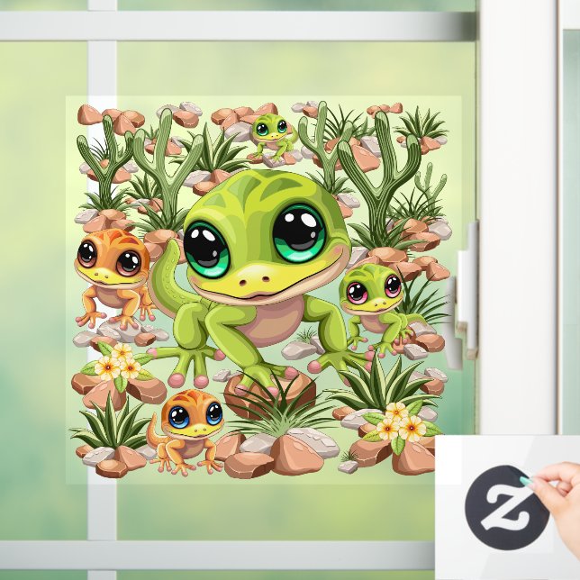 Baby Geckos Niedlich Cartoon Characters Fensteraufkleber (Zuhause)