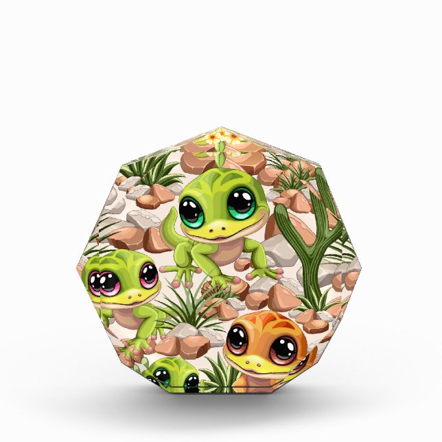 Baby Geckos Niedlich Cartoon Characters Fotoblock (Vorderseite)