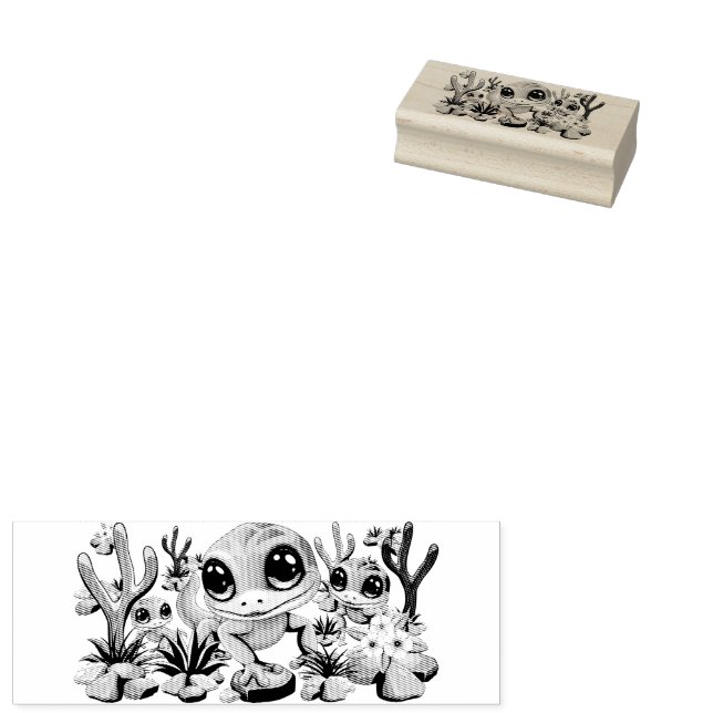 Baby Geckos Niedlich Cartoon Characters Gummistempel (Stempel)