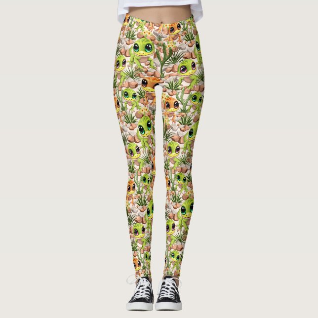 Baby Geckos Niedlich Cartoon Characters Leggings (Vorderseite)