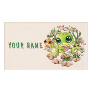Baby Geckos Niedlich Cartoon Characters Namenschild