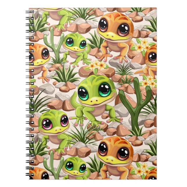 Baby Geckos Niedlich Cartoon Characters Notizblock (Vorderseite)