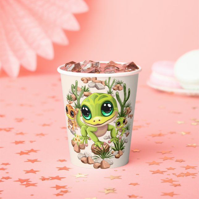 Baby Geckos Niedlich Cartoon Characters Pappbecher (Insitu)