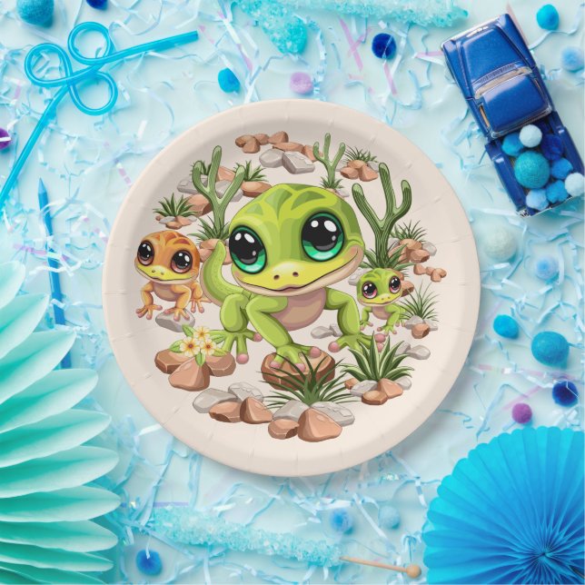 Baby Geckos Niedlich Cartoon Characters Pappteller (Party)