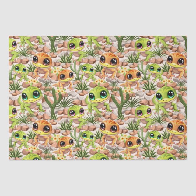 Baby Geckos Niedlich Cartoon Characters Seidenpapier (Vorderseite)