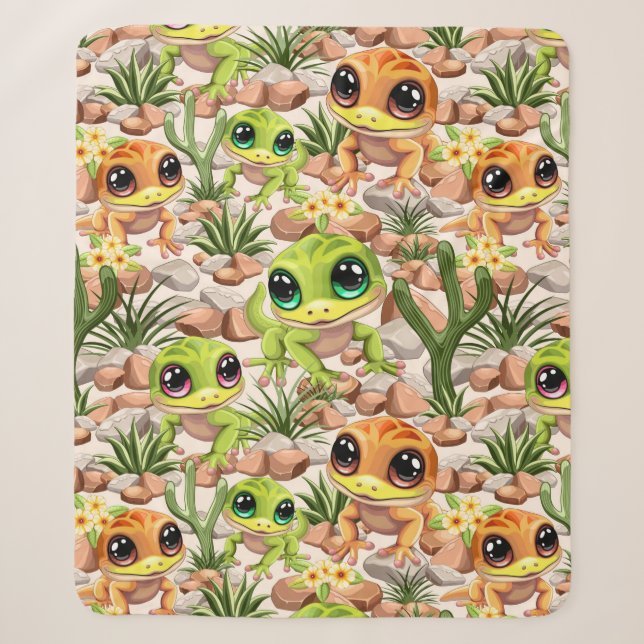 Baby Geckos Niedlich Cartoon Characters Sherpadecke (Vorderseite)