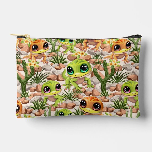 Baby Geckos Niedlich Cartoon Characters Zubehörtasche (Vorderseite)