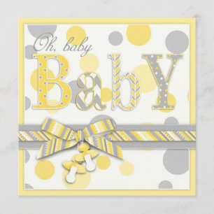 Baby-gelbes Grau punktiert Babyparty Einladung