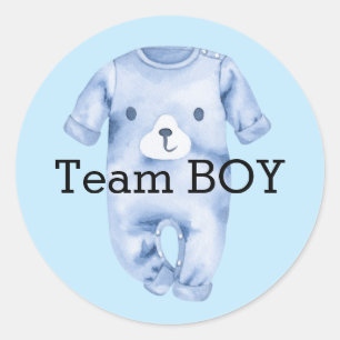 Baby Gender enthüllt Team Junge klassische Rundauf Runder Aufkleber