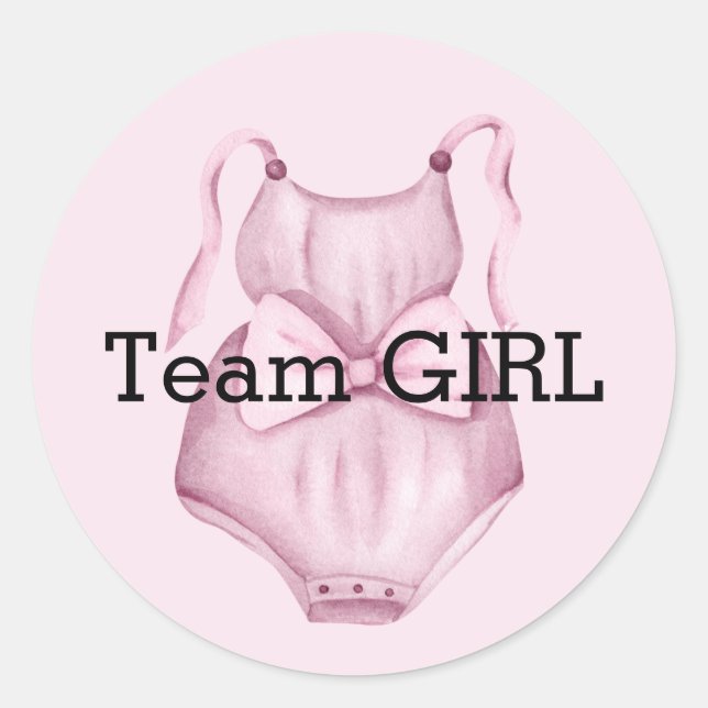 Baby Gender enthüllt Teammädchen Runder Aufkleber (Vorderseite)