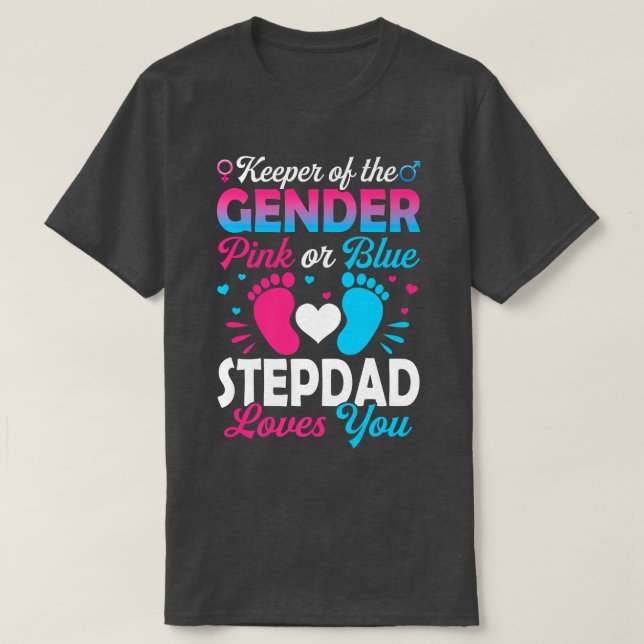 Baby Gender offenbaren Dusche Rosa oder Blue Stepd T-Shirt (Design vorne)