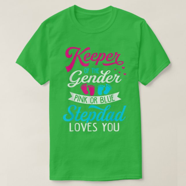 Baby Gender offenbaren Dusche Rosa oder Blue Stepd T-Shirt (Design vorne)