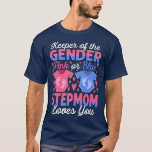 Baby Gender offenbaren Dusche Rosa oder Blue Stepm T-Shirt