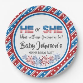 Baby Gender Reveal - Firecracker 4. Juli Pappteller