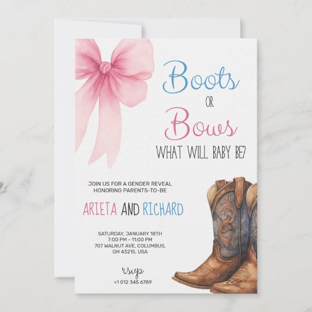 Baby gender reveal Invitation card  Einladung (Vorderseite)