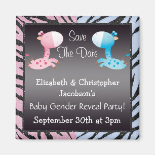 Baby Gender Reveal Save the Date Giraffen Magnet