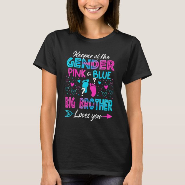 Baby Gender zeigen Dusche rosa oder blauer Big Bro T-Shirt (Vorderseite)