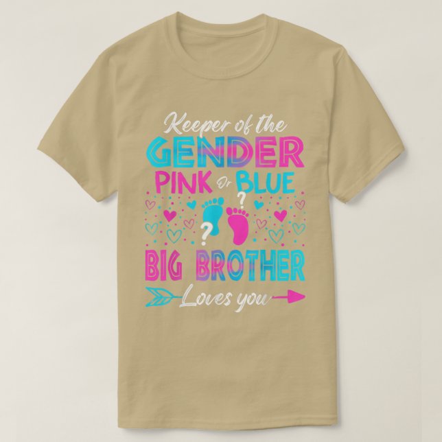 Baby Gender zeigen Dusche rosa oder blauer Big Bro T-Shirt (Design vorne)