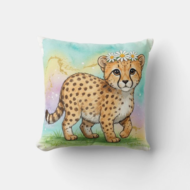 Baby-Gepard mit Kronenkrone Kissen (Vorderseite)