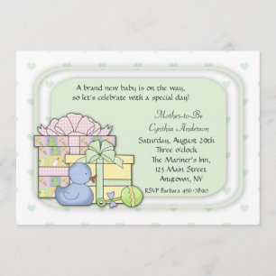 Baby-Geschenk-Grün Einladung