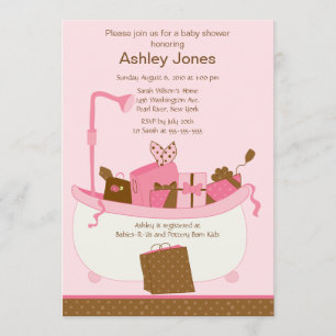 Baby-Geschenk-Wanne-Mädchen-Babyparty-Einladung Einladung