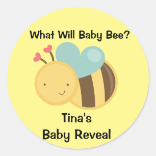 Baby-Geschlecht decken Bienen-Thema auf Runder Aufkleber