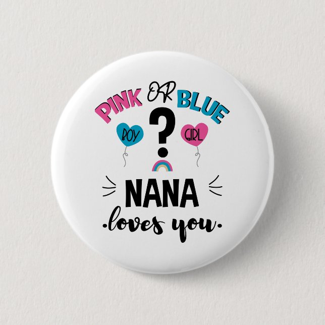 Baby Geschlecht Enthüllung Rosa Oder Blau Oma Lieb Button (Vorderseite)